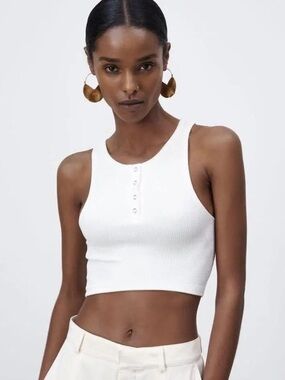 Zara cropped henley tank